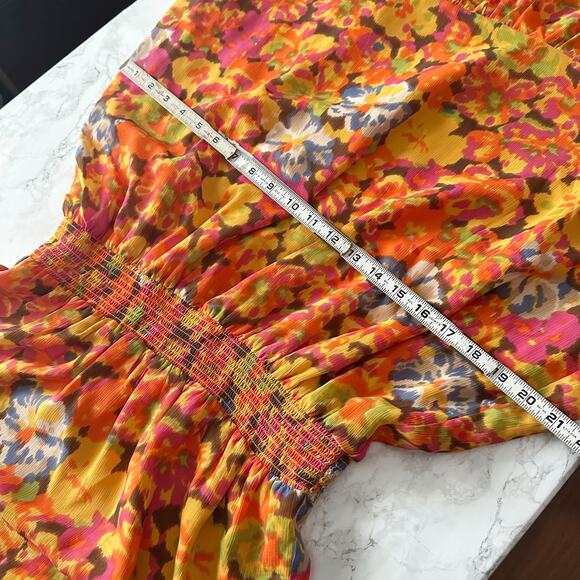 J. Crew Orange Sleeveless‎ Smocked Mock Neck Midi Dress Women's Size Medium NEW - Picture 14 of 14